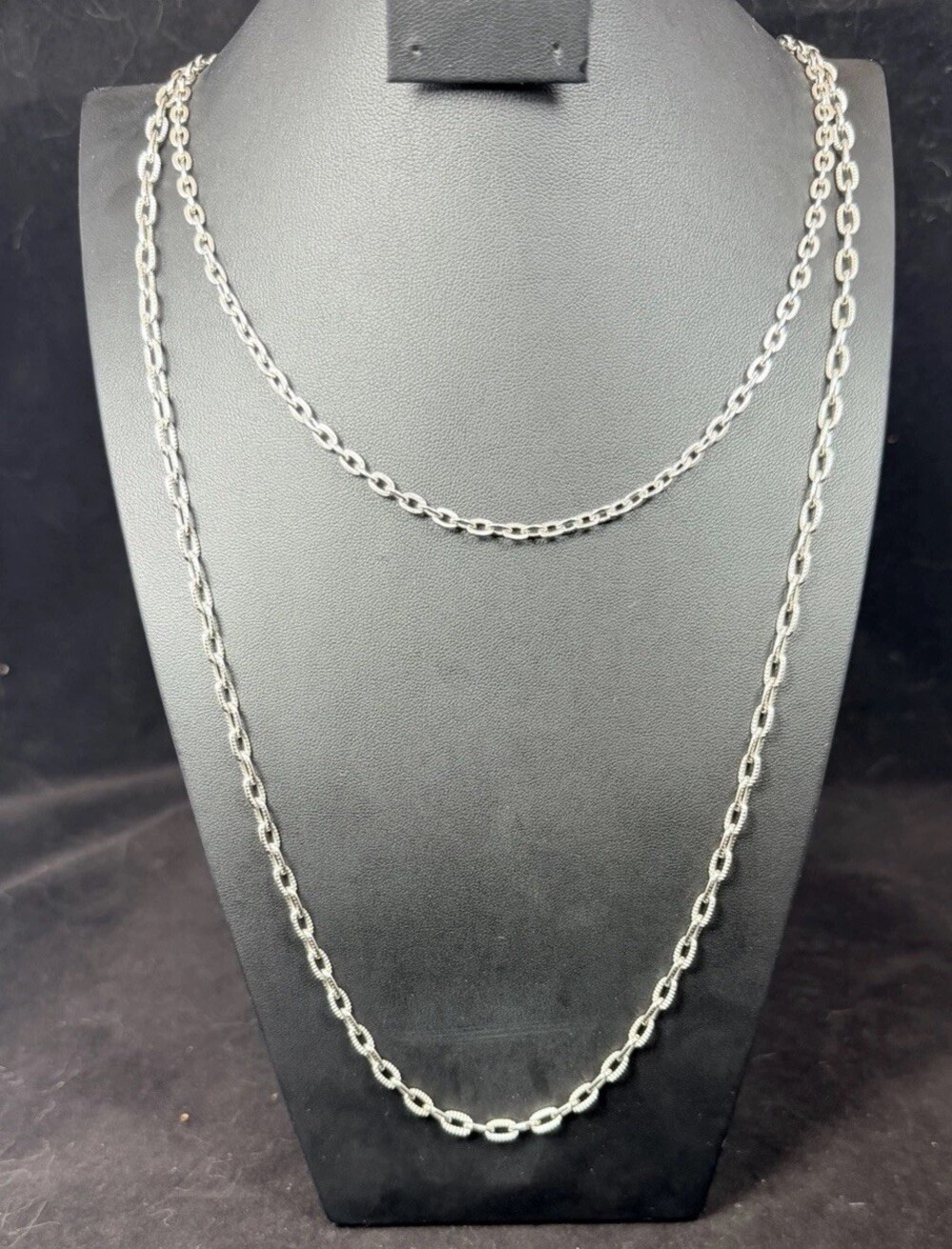 Sarah Coventry 34" Layered Chain Necklace Silver Tone Classic Simple Cable